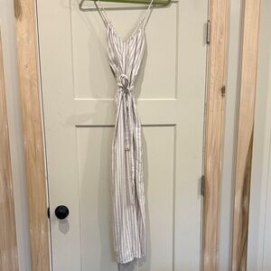 Chic Striped Jumpsuit in Cream and Gray